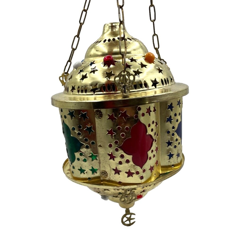 Handmade Turkish Hanging Pendant Lamp Moroccan Ceiling Lantern Light 15" x 9"